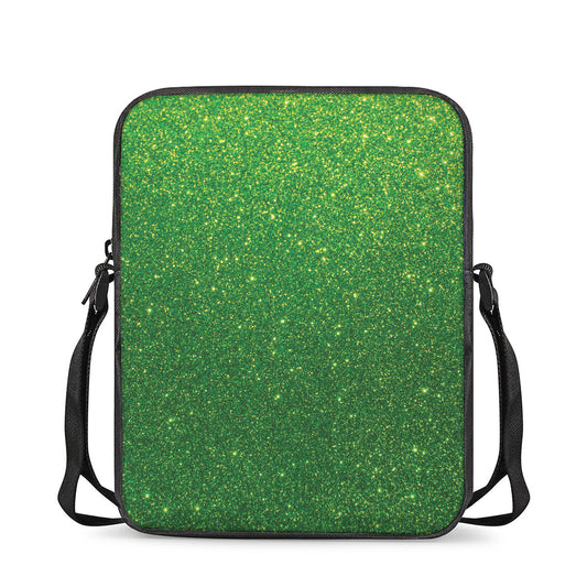 Shamrock Green (NOT Real) Glitter Print Rectangular Crossbody Bag