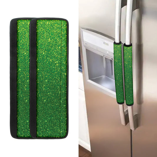 Shamrock Green (NOT Real) Glitter Print Refrigerator Handle Covers