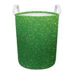 Shamrock Green (NOT Real) Glitter Print Round Laundry Basket