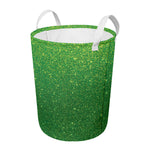 Shamrock Green (NOT Real) Glitter Print Round Laundry Basket