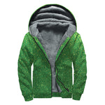 Shamrock Green (NOT Real) Glitter Print Sherpa Lined Zip Up Hoodie