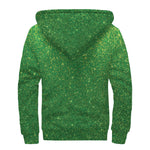 Shamrock Green (NOT Real) Glitter Print Sherpa Lined Zip Up Hoodie