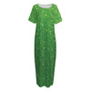 Shamrock Green (NOT Real) Glitter Print Short Sleeve Long Nightdress