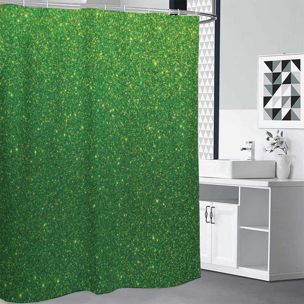 Shamrock Green (NOT Real) Glitter Print Shower Curtain