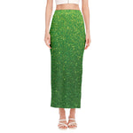 Shamrock Green (NOT Real) Glitter Print Side Slit Maxi Skirt