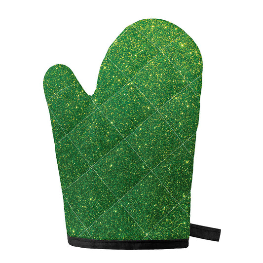 Shamrock Green (NOT Real) Glitter Print Single Oven Mitt