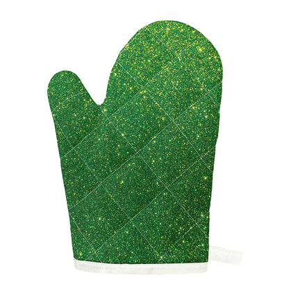 Shamrock Green (NOT Real) Glitter Print Single Oven Mitt
