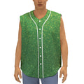 Shamrock Green (NOT Real) Glitter Print Sleeveless Baseball Jersey