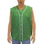 Shamrock Green (NOT Real) Glitter Print Sleeveless Baseball Jersey