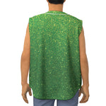 Shamrock Green (NOT Real) Glitter Print Sleeveless Baseball Jersey