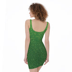 Shamrock Green (NOT Real) Glitter Print Sleeveless Bodycon Dress