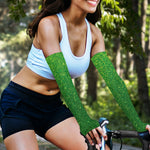 Shamrock Green (NOT Real) Glitter Print Sun Protection Arm Sleeves