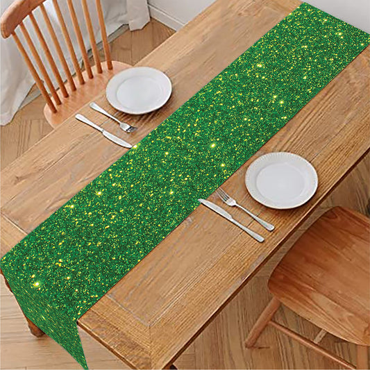 Shamrock Green (NOT Real) Glitter Print Table Runner