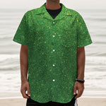 Shamrock Green (NOT Real) Glitter Print Textured Short Sleeve Shirt