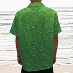 Shamrock Green (NOT Real) Glitter Print Textured Short Sleeve Shirt