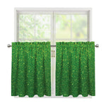 Shamrock Green (NOT Real) Glitter Print Tier Curtains