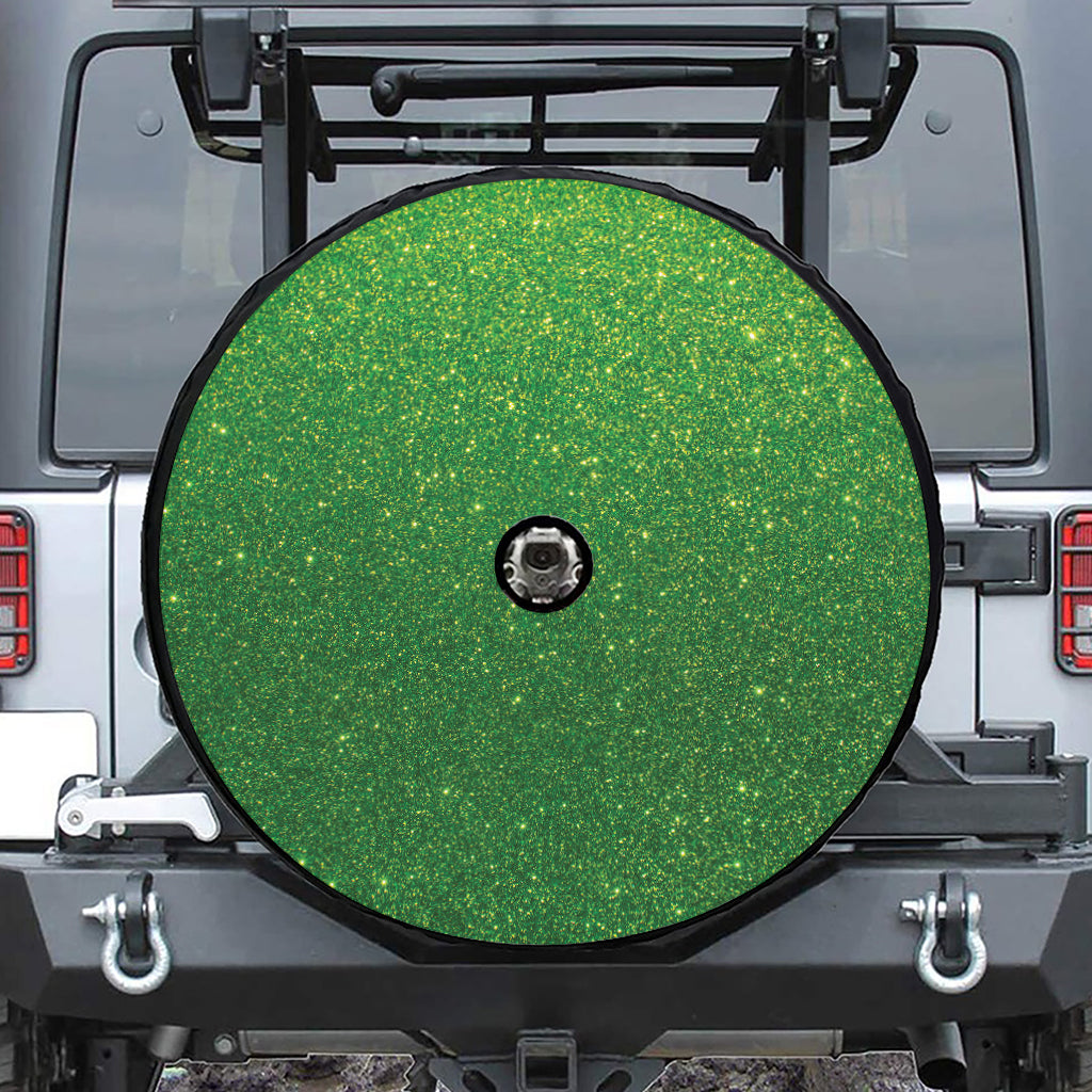 Shamrock Green (NOT Real) Glitter Print Tire Cover With Camera Hole