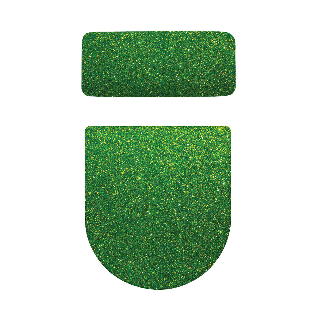 Shamrock Green (NOT Real) Glitter Print Toilet Lid And Tank Cover Set
