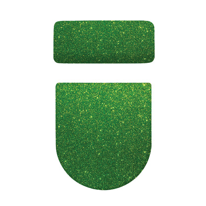 Shamrock Green (NOT Real) Glitter Print Toilet Lid And Tank Cover Set