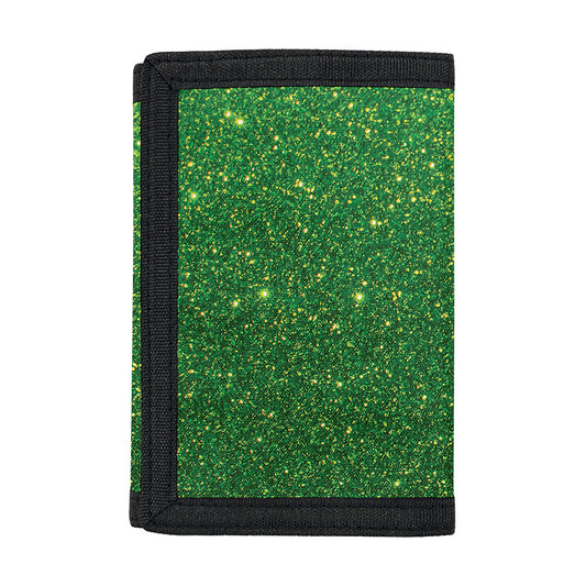 Shamrock Green (NOT Real) Glitter Print Trifold Wallet