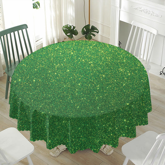 Shamrock Green (NOT Real) Glitter Print Waterproof Round Tablecloth