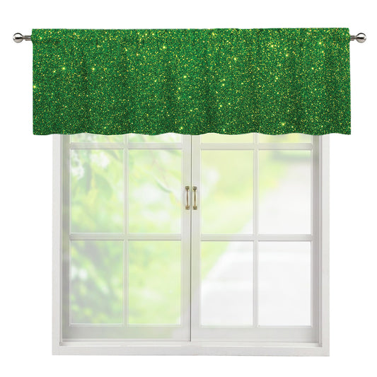 Shamrock Green (NOT Real) Glitter Print Window Valance