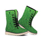 Shamrock Green (NOT Real) Glitter Print Winter Boots