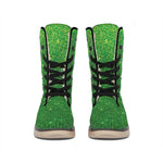 Shamrock Green (NOT Real) Glitter Print Winter Boots