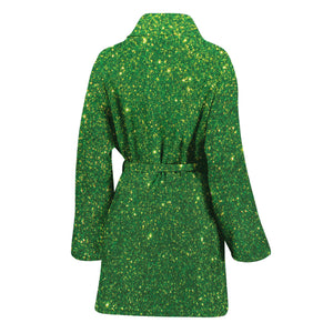 Shamrock Green (NOT Real) Glitter Print Women's Bathrobe