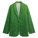 Shamrock Green (NOT Real) Glitter Print Women's Blazer
