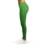 Shamrock Green (NOT Real) Glitter Print Women's Leggings