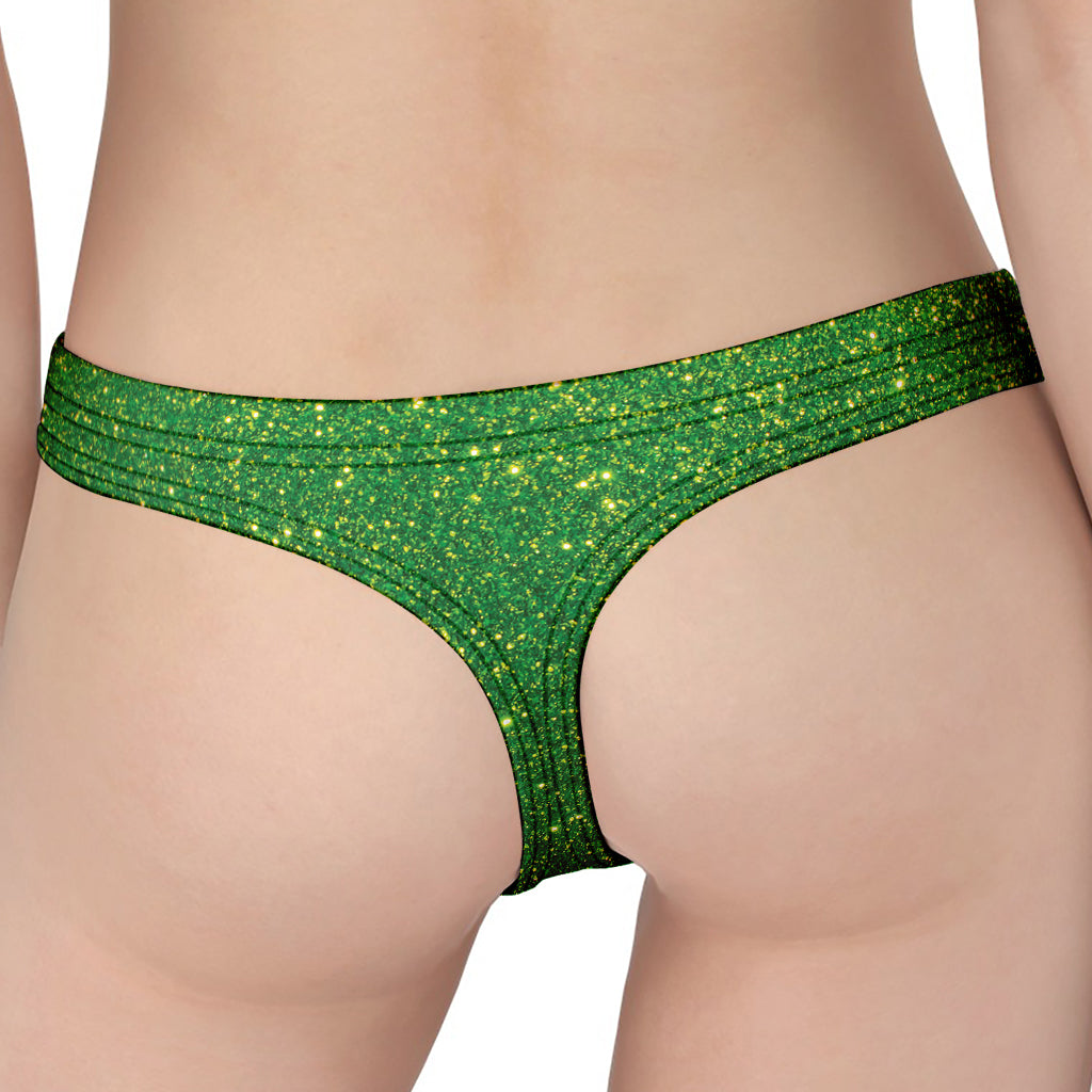 Shamrock Green (NOT Real) Glitter Print Women's Thong