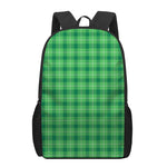 Shamrock Green Plaid Pattern Print 17 Inch Backpack