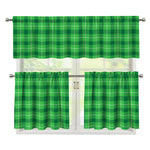 Shamrock Green Plaid Pattern Print 3 Piece Kitchen Curtains
