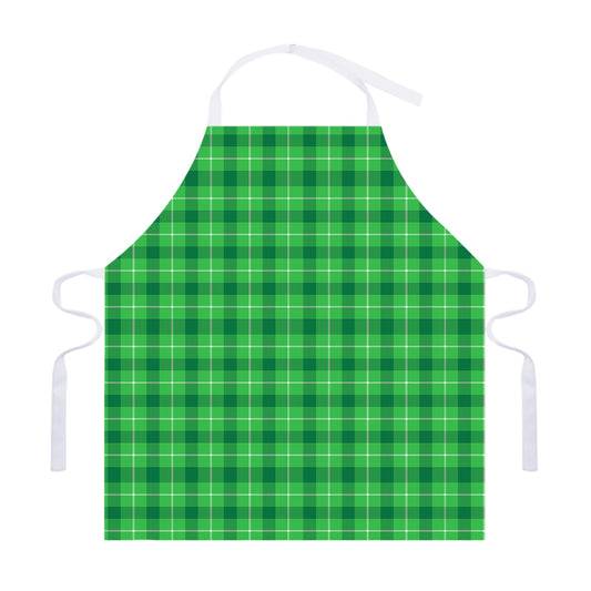 Shamrock Green Plaid Pattern Print Adjustable Apron