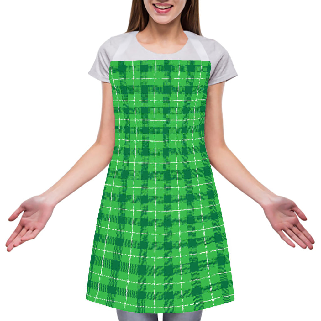 Shamrock Green Plaid Pattern Print Adjustable Apron