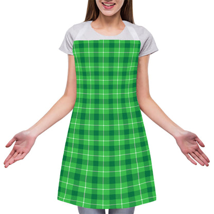 Shamrock Green Plaid Pattern Print Adjustable Apron