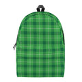 Shamrock Green Plaid Pattern Print School Backpack
