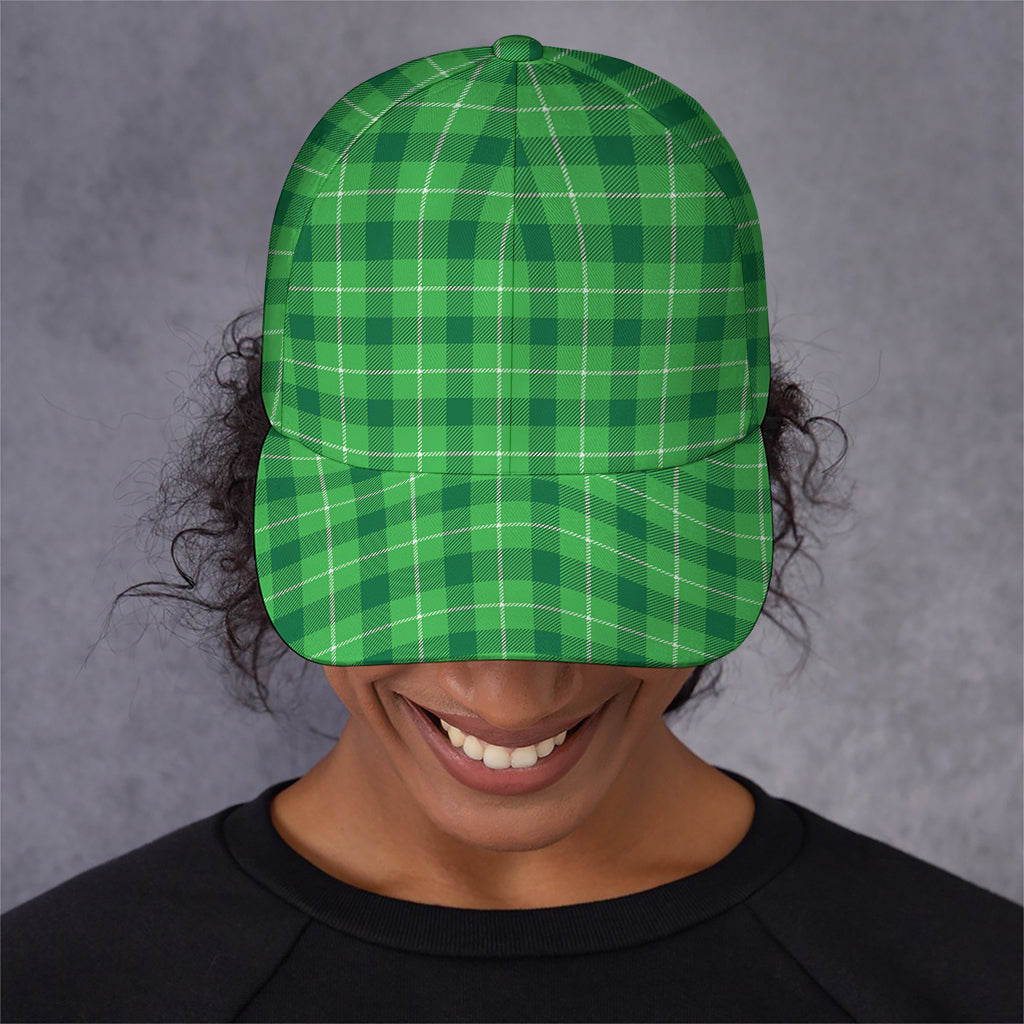 Shamrock Green Plaid Pattern Print Baseball Cap