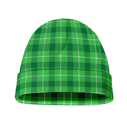 Shamrock Green Plaid Pattern Print Beanie