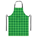 Shamrock Green Plaid Pattern Print Bib Apron With Pocket