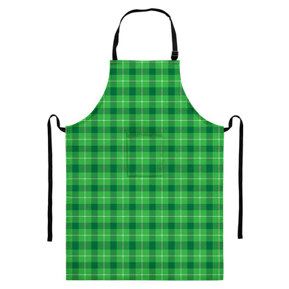 Shamrock Green Plaid Pattern Print Bib Apron With Pocket