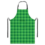Shamrock Green Plaid Pattern Print Bib Apron With Pocket