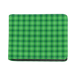 Shamrock Green Plaid Pattern Print Bifold Wallet