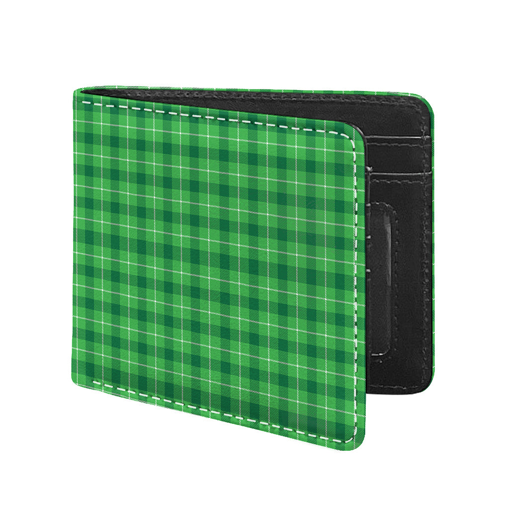 Shamrock Green Plaid Pattern Print Bifold Wallet