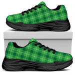 Shamrock Green Plaid Pattern Print Black Chunky Shoes