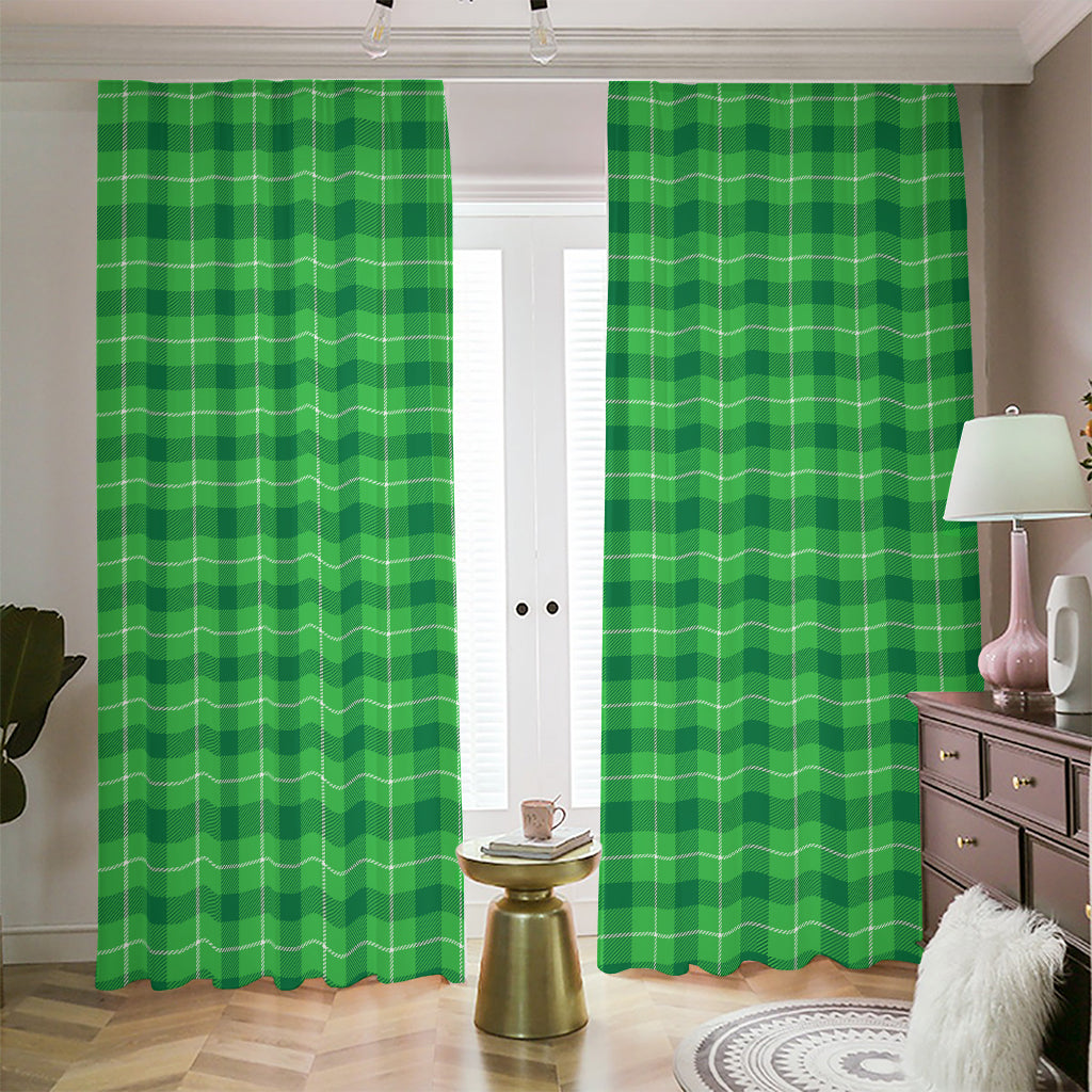 Shamrock Green Plaid Pattern Print Blackout Pencil Pleat Curtains