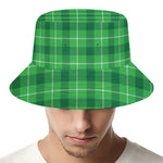 Shamrock Green Plaid Pattern Print Bucket Hat