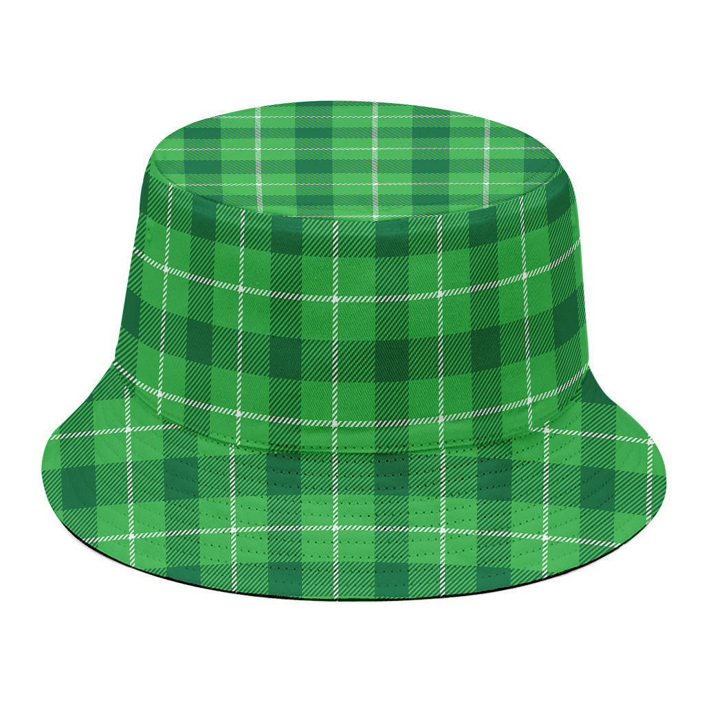 Shamrock Green Plaid Pattern Print Bucket Hat