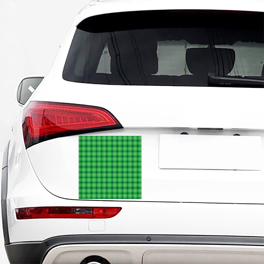 Shamrock Green Plaid Pattern Print Car Sticker